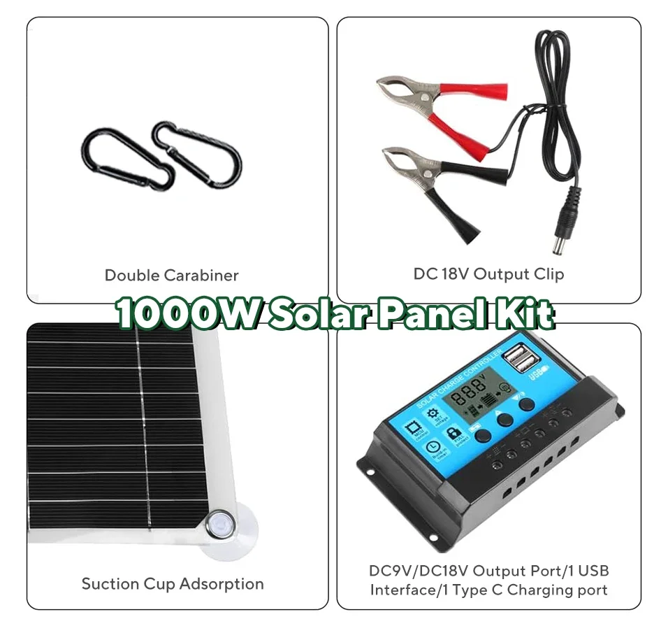 1000W Solar Panel Kit,12V Sola - Solar Panel Monocrystalline review and price